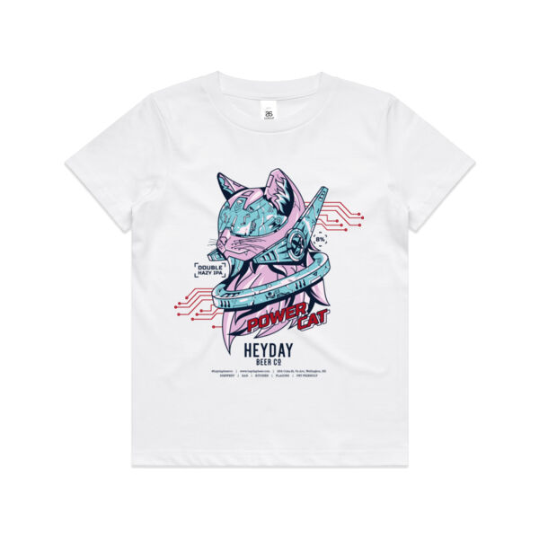 Power Cat White - Kids Youth T shirt Thumbnail