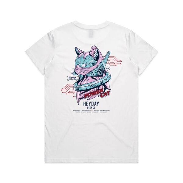 Power Cat Double Sided White - Womens Maple Tee Thumbnail
